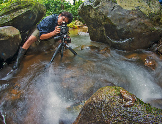 Shashank captured in his true element while on a biodiversity survey in the Western Ghats in July 2014.