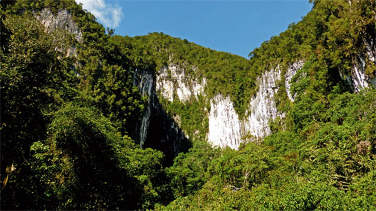 The karst landscape of the Gunung Mulu National Park, which was once an underwater mountain.